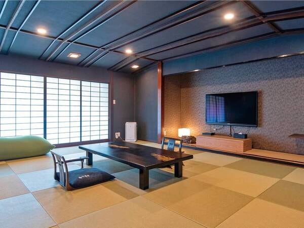 【15畳2間温泉半露天付スイートルーム/例】日本庭園を臨む1階離れ客室和室2間