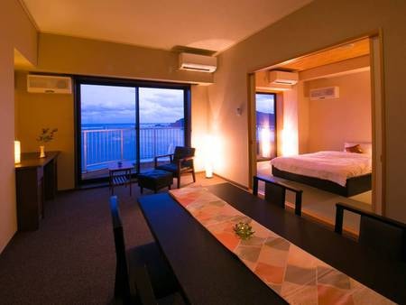 【■特別室■オーシャンフロント≪禁煙≫/例】ベッドルームとダイニングの2間。誰にも邪魔されず、美景をお楽しみいただけます