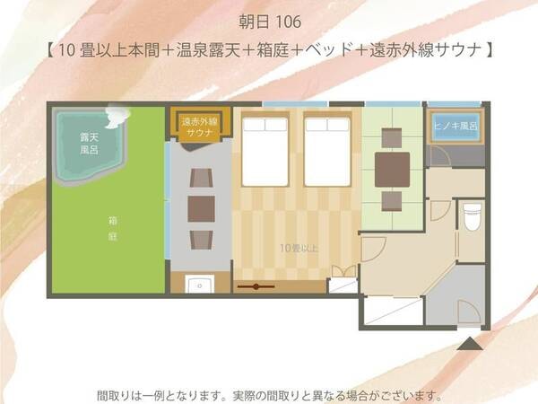 【間取り図/例】10畳以上和洋室＋温泉露天（朝日106）