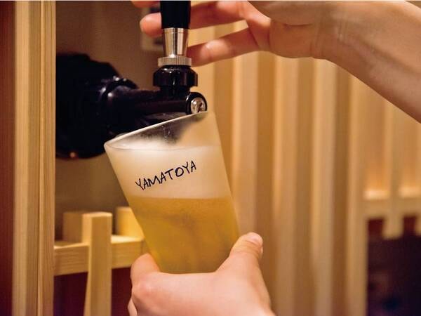 【湯上り処/生ビール※イメージ】湯上り処にはビールサーバーを設置しております