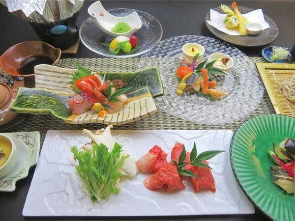 【信州和牛しゃぶしゃぶ季節の会席/例】信州和牛しゃぶしゃぶがメイン!長野県産の食材をふんだんに使用した季節の会席(全9品)