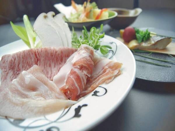 【信州牛、信州みゆきポーク、信州福味鶏】しゃぶしゃぶ食べ比べ会席/しゃぶしゃぶ(一例)
