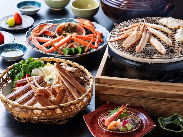 【夕食/例】リーズナブルに蟹鍋と炭焼き蟹が楽しめる