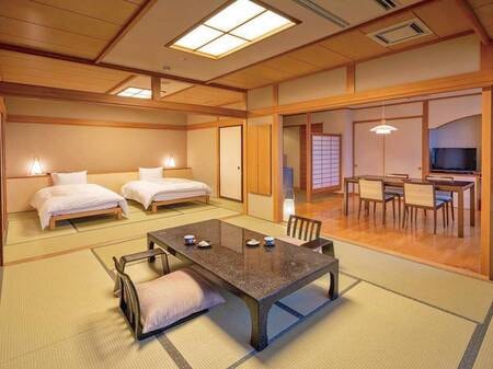 【和風スイート一例】《最上階》ベッド付きのお部屋で寛ぎの時間をお過ごしください