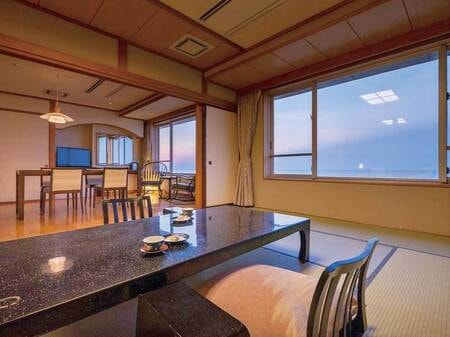 【和風スイート一例】《最上階》ベッド付きのお部屋で寛ぎの時間をお過ごしください