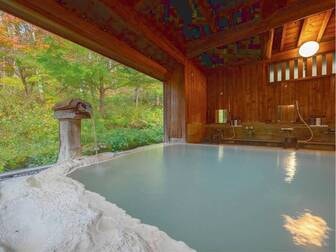 白骨温泉 小梨の湯 笹屋/半露天風呂のような開放的な内湯