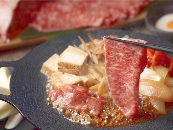 栃の木黒牛サーロインの焼きすき卵とろ添え※イメージ