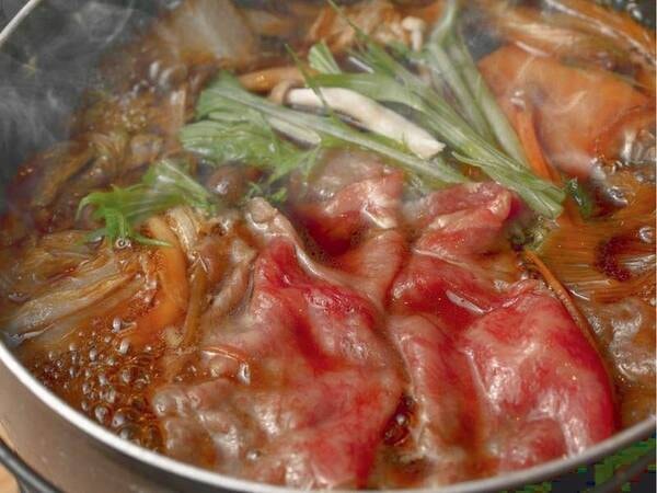 プレミアム黒毛和牛の「和王」のすき焼き/例
