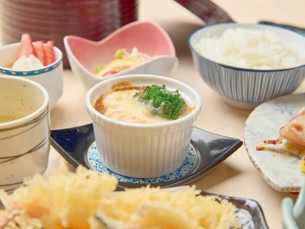 黒千石のカレーを一口サイズのグラタンで/一例