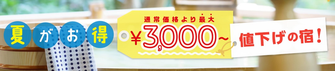 夏休み格安割引!通常より最大3,000円以上の割引がある温泉旅館・宿・ホテル